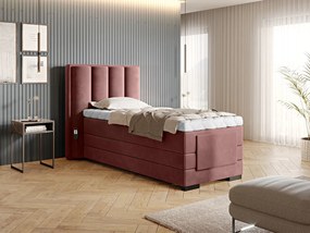 Letto motorizzato singolo boxspring Belize - Tessuto rosa