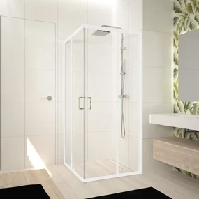 Lato per box doccia angolare scorrevole Ocean dritto H 195 x L 90 cm, sp 5 mm bianco