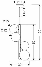 Lampadario a sospensione con filo CORDEL 4xG9/20W/230V oro