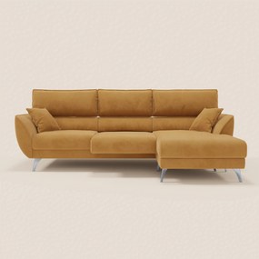 Michelangelo Divano Angolare con Penisola e Sedute Estensibili - Poggiatesta reclinabili in raffinato tessuto smacchiabile effetto vellutino T30