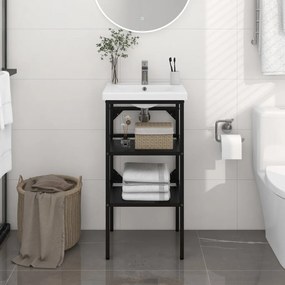 Struttura per lavabo da bagno nera 40x38x83 cm in ferro