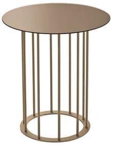 Tavolino tondo D45 cm con base in metallo Beige e piano in vetro Bronzo MUTE