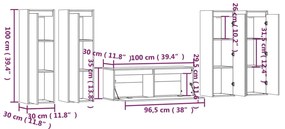 Mobili Porta TV 5 pz Grigi in Legno Massello di Pino