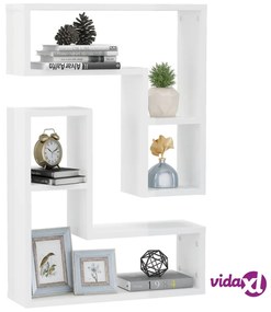 vidaXL Mensole a Muro 2 pz Bianco Lucido 50x15x50 cm Legno Multistrato