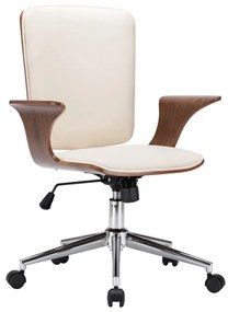 Sedia Da Ufficio Girevole İn Similpelle E Legno Curvato /