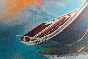 Quadro su tela – Barca su lago deserto
