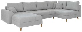 Divano angolare in velluto a coste grigio chiaro (angolo sinistro/U) Ariella - Ropez