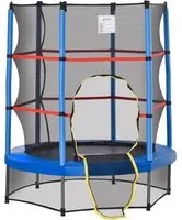 Trampolino Tappeto Elastico per Bambini da 3 Anni con Rete di Protezione e Corde Bungee 140x160 cm Blu