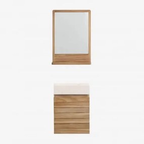 Set Arredo Bagno In Legno Teak Con Lavabo Integrato In Cemento Napier Legno Di Teak & Rectangular Madera (50x70 Cm) Mazure & Senza Rubinetto - Sklum