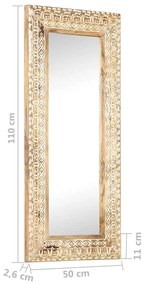 Specchio Intagliato a Mano 110x50x2,6 cm in Massello di Mango