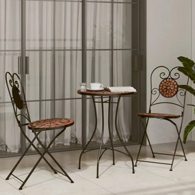 Set Da Bistrot Con Mosaico Terracotta İn Ferro E Ceramica /