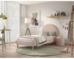 Letto singolo imbottito rosa con griglia 90x200 cm MOON - Vipack