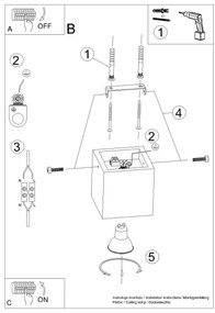 Plafoniera in Legno Naturale da soffitto QUAD GU10 da interno