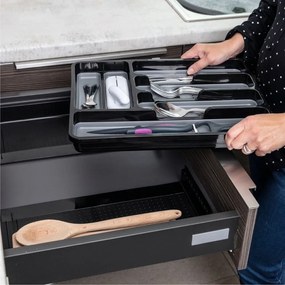 Credenza in plastica espandibile nera e grigia per cassetto 41,5 x 35 cm - Addis