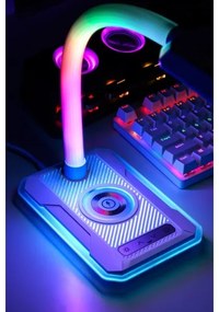 Immax 08989L - LED RGBW Lampada da tavolo dimmerabile con Qi di ricarica 30W/230V nero