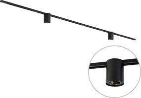 Sistema di illuminazione a binario moderno nero con 2 faretti monofase - Iconic Rondoo Up