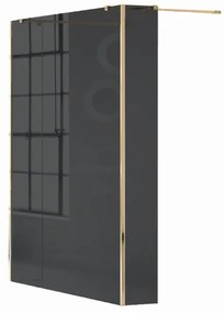 Box doccia walk-in Wens, vetro fumè 6 mm, H 200 cm, profilo dorato