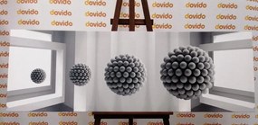 Quadro su tela – Sfere in bianco e nero nello spazio