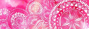 Quadro su tela – Mandala acquerello rosa