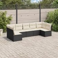 Set Divani da Giardino con Cuscini 7pz Nero Polyrattancod mxl 113536