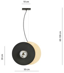 Sospensione Minimal Nordica Brigid 2 Luci In Acciaio Nero E Legno Vetro Fumè
