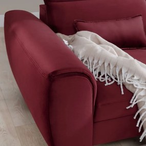 Divano angolare rosso allungabile/con contenitore (con penisola a destra/con chaise lounge) e rivestimento in velluto Foble – ELTAP