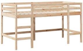 Letto soppalco con scala e tetto 90x200 cm legno massello pino