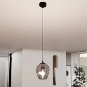 Lampadario a Sospensione in Acciaio e Vetro ISTAR Nero E27