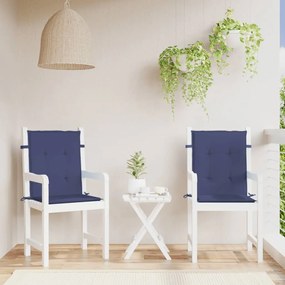 Cuscini Sedia Schienale Basso 2 Pz Blu Marino İn Tessuto /