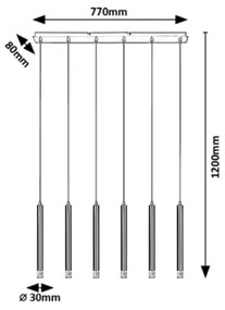 Rabalux 72363 - Lampadario a sospensione con filo RAMIRA 6xG9/5W/230V oro