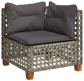 Set divano da giardino 9 pz con cuscini grigio in polyrattan