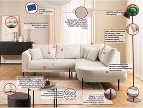 Divano angolare beige (con penisola a destra/a L) con rivestimento in ciniglia Mauris – Ropez