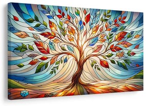 Quadro su tela – Albero della vita in vetrata colorata