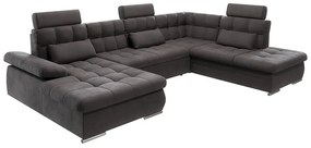 Divano angolare color antracite allungabile e con contenitore (con penisola a destra/a U) Merkur – Ropez