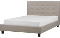 Letto imbottito tessuto grigio chiaro rete a doghe testiera trapuntata 140 x 200 cm