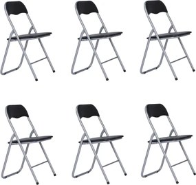 Sedia in metallo pieghevole seduta ecopelle NERO SET 6 PEZZI