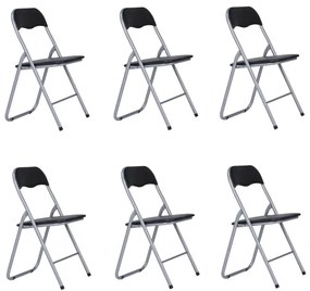 Sedia in metallo pieghevole seduta ecopelle NERO SET 6 PEZZI