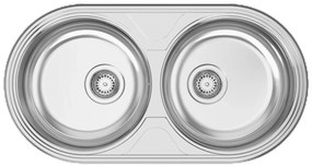 Lavello semincasso 2 vasche con gocciolatoio laterale destro o sinistro RODI Dueto inox L 44.4 x L 84.7 x P 14.5 cm argento