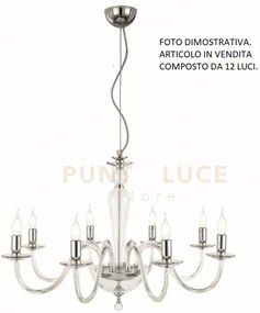 Lampadario paganini 12 luci cristallo cromo attacco e14 d.84cm