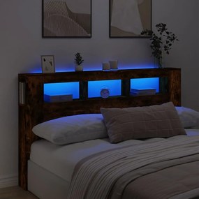 Testiera Led Rovere Fumo 180x18,5x103,5 Cm Legno Multistrato /
