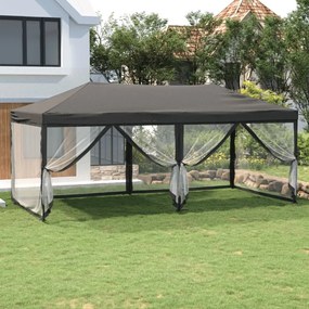 Tenda Per Feste Pieghevole Con Pareti Laterali Antracite 3x6 M /