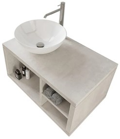 Arredo bagno sospeso 80 cm Master grigio nuvola con lavabo appoggio e specchio