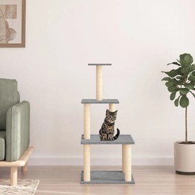 Albero per gatti con tiragraffi in sisal grigio chiaro 111 cm
