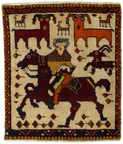 Shiraz Tappeto 70x60 Rosso (Iran) Annodato A Mano