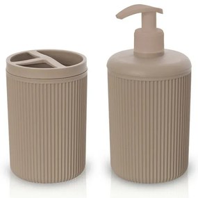 Set accessori appoggio dispenser e portaspazzolini tortora in plastica Ring