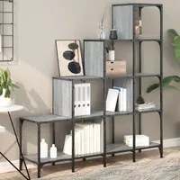 Libreria Grigio Sonoma 122x30x132cm Legno Multistrato e Metallocod mxl 89914