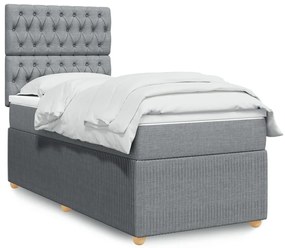 Giroletto A Molle Con Materasso Grigio Chiaro 90x200 Cm Tessuto /