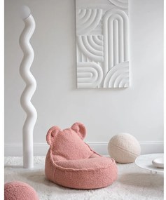 Pouf a sacco per bambini rosa con rivestimento in bouclé Bear – Wigiwama