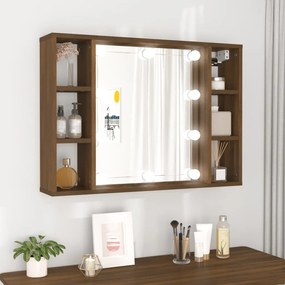 Mobile A Specchio Con Led Rovere Marrone 76x15x55 Cm /