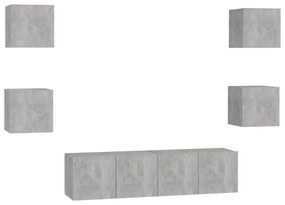 Set mobile porta tv 6 pz grigio cemento in truciolato